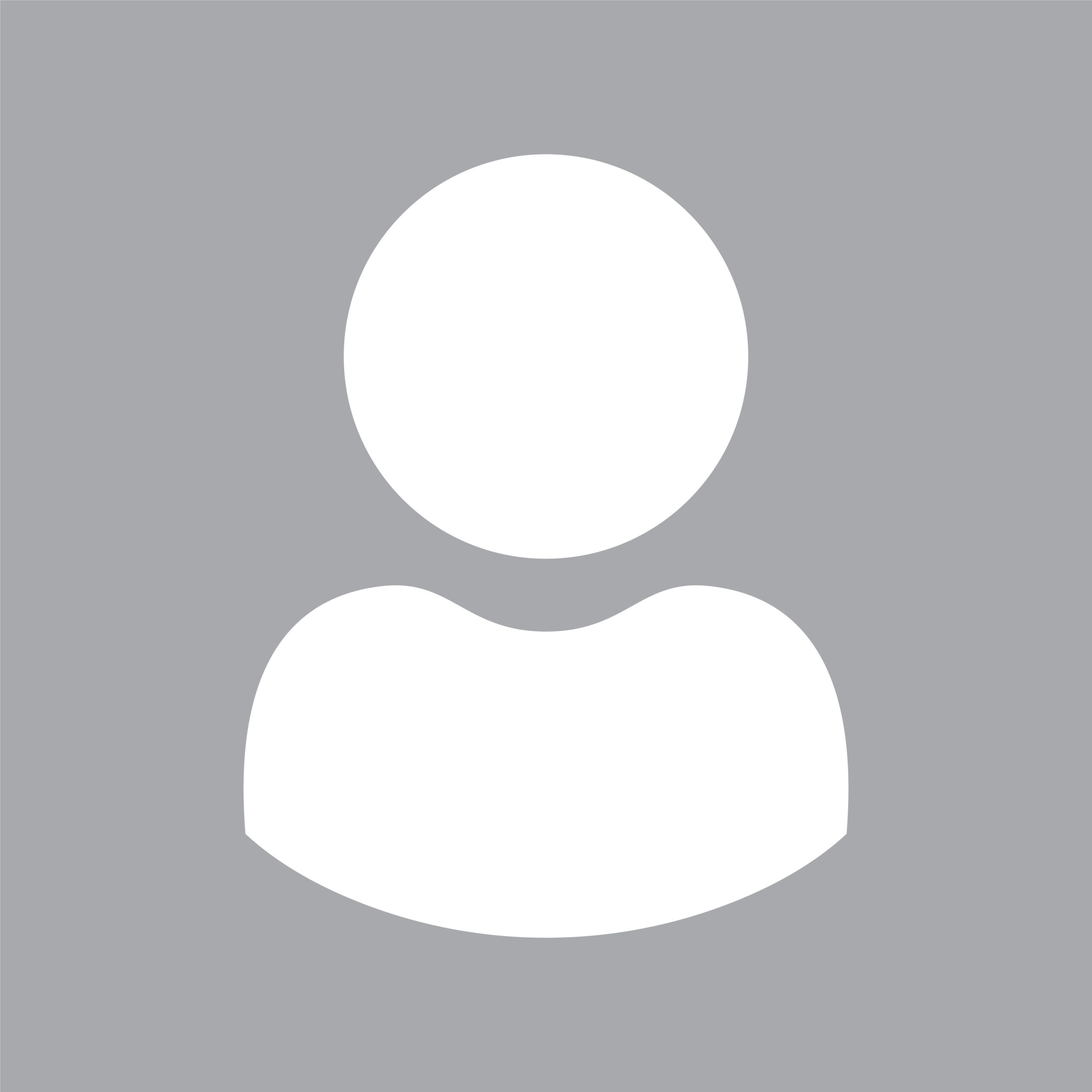 Placeholder Image of basic white shapes to make a person with grey background