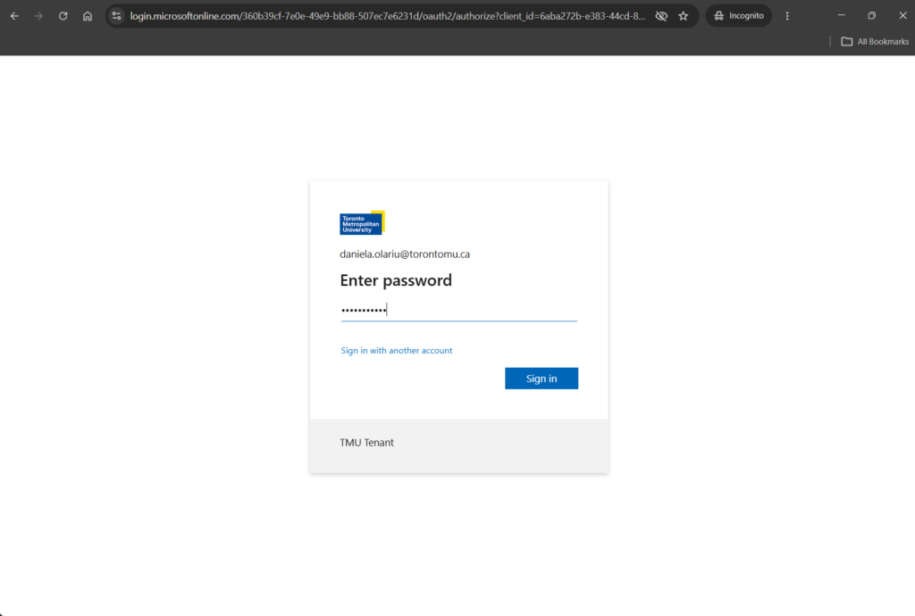 Enter your TMU password