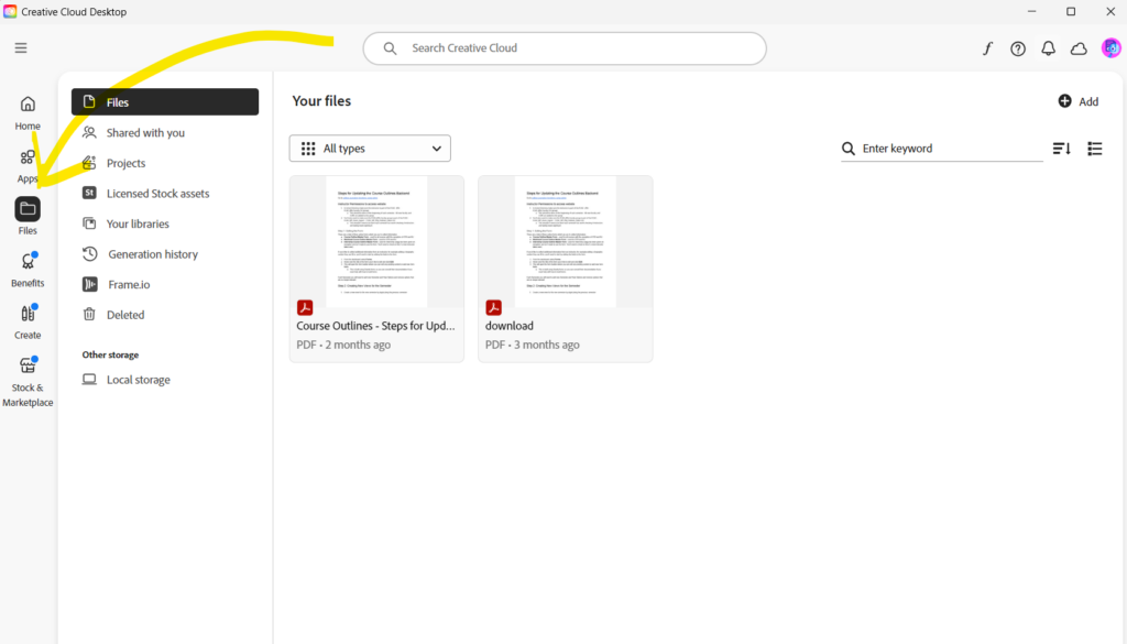 Files in Adobe CC