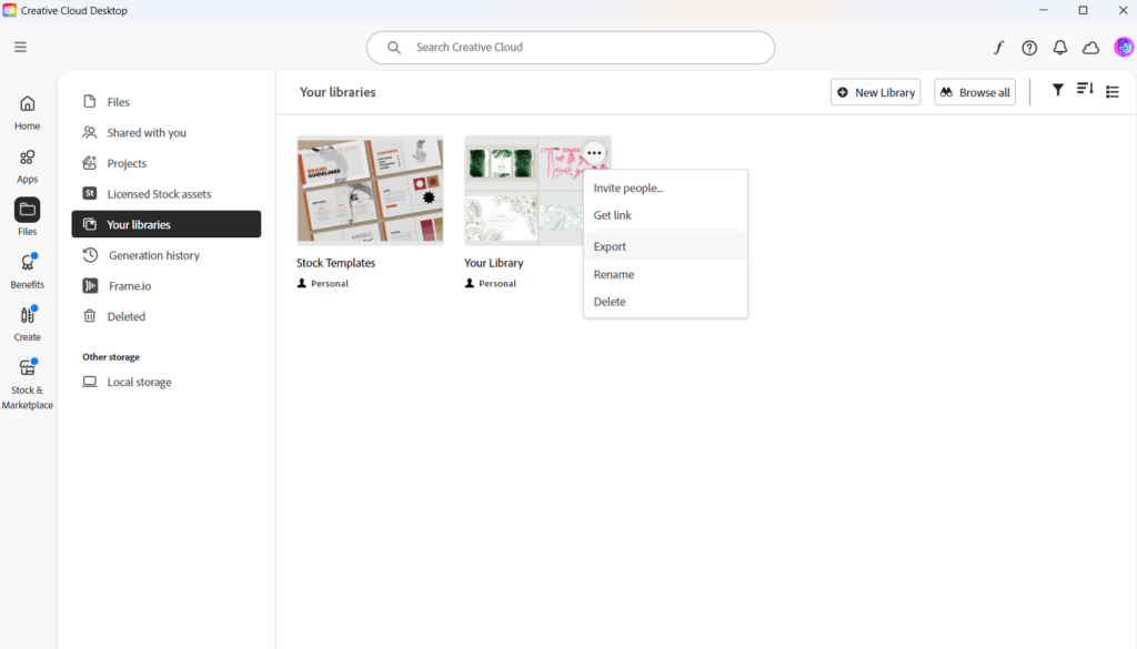 Export your libraries