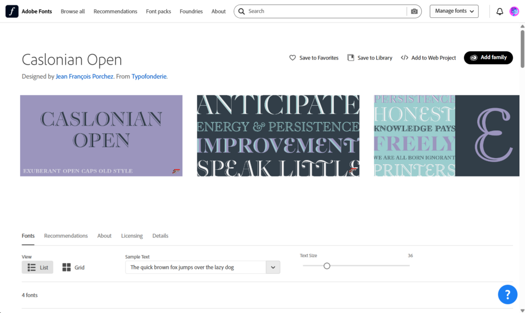 Adobe Fonts Webpage Font Family
